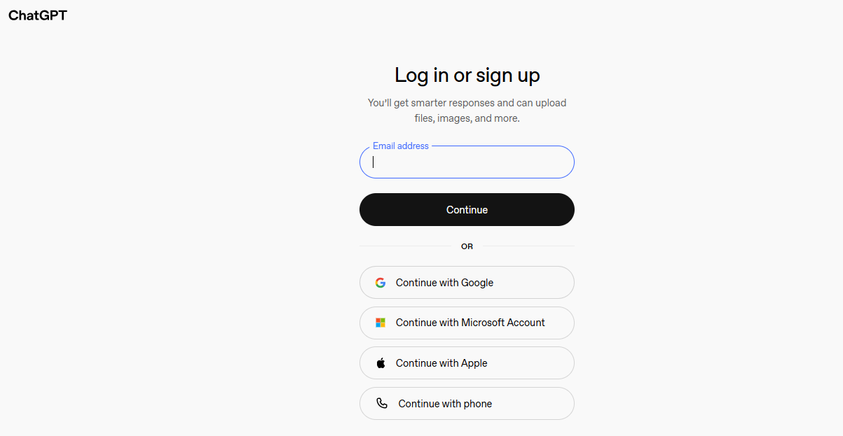ChatGPT login screenshot
